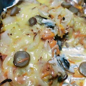 アツアツ缶詰サバと牡蠣のグリル焼き